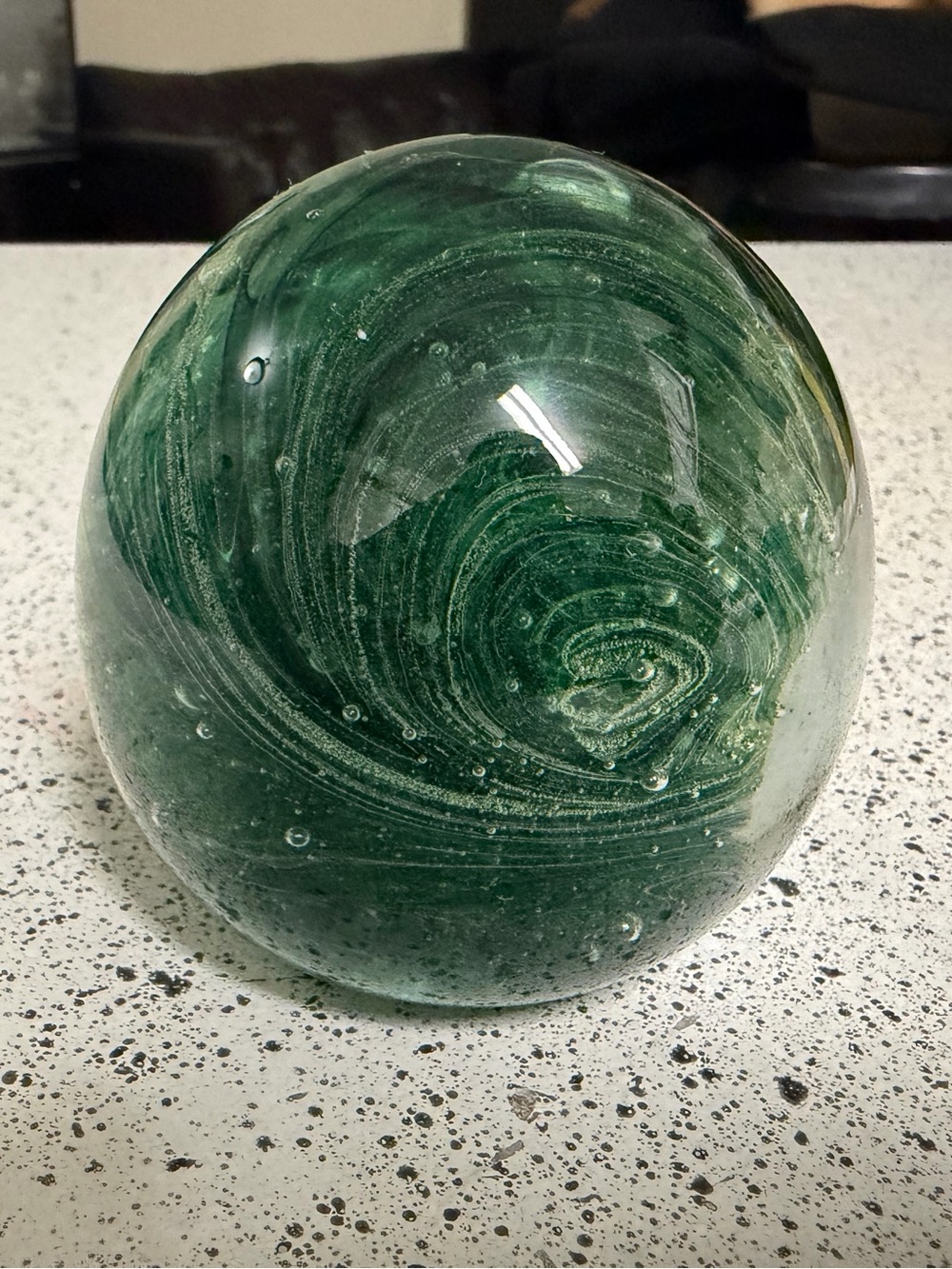 Kerry Glass Blown Glass Green Swirl 3 1/2" Paperweight Ireland - Picture 2 of 4